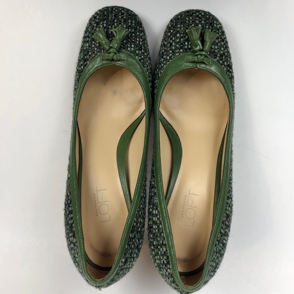 Ann Taylor Loft Tweed Leather Trim Tassel Pumps - Picture 3 of 8